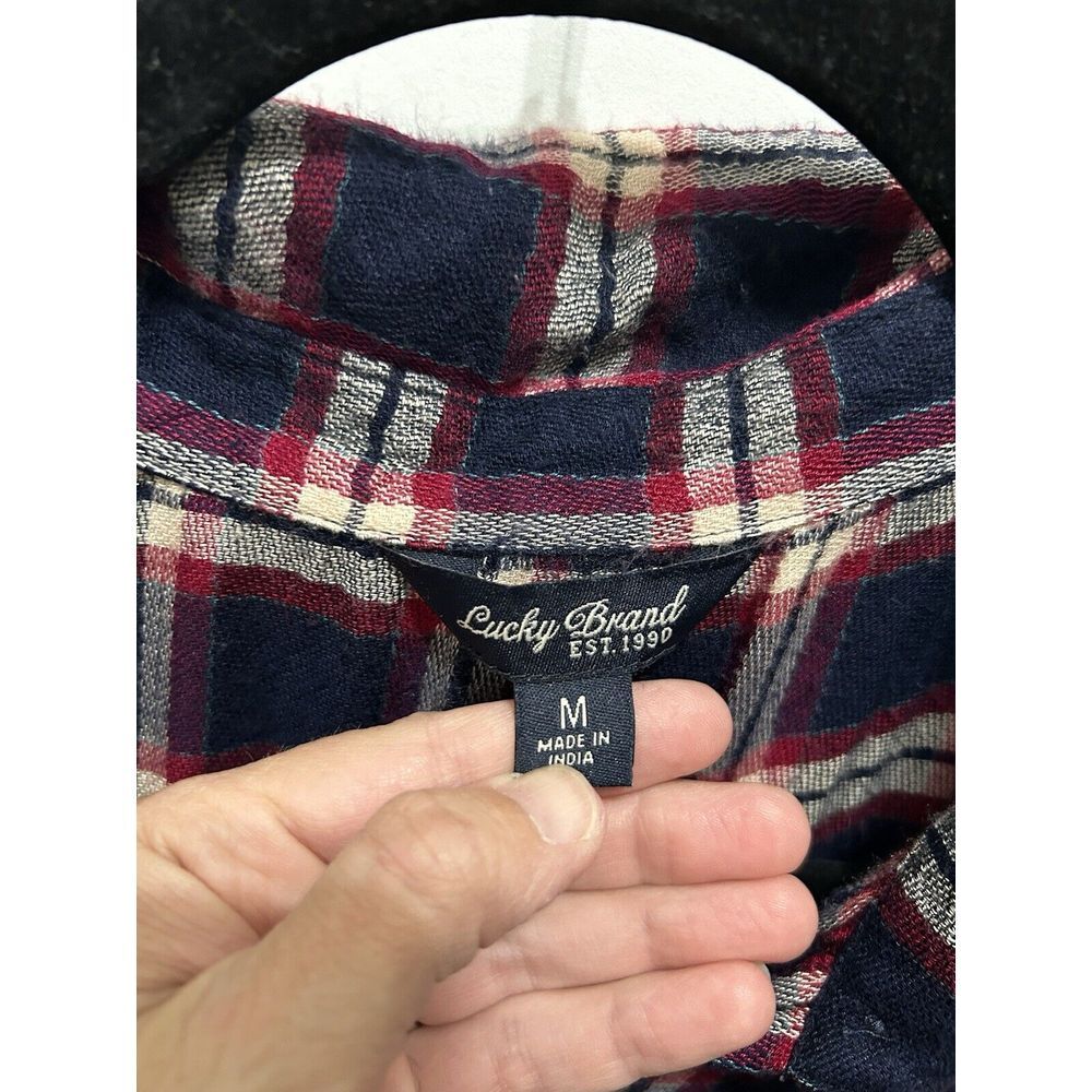 Lucky Brand Shirt Womens Medium Bungalow Plaid Soft Long Sleeve Button Slit Back - Picture 8 of 8